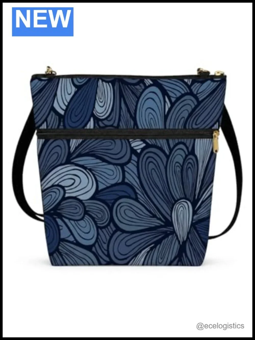 Handmade Tapestry Crossbody Bag with Adjustable Nylon Strap, Zipper Pockets,
